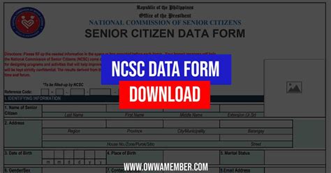 ncsc registration|senior citizen data form ncsc.